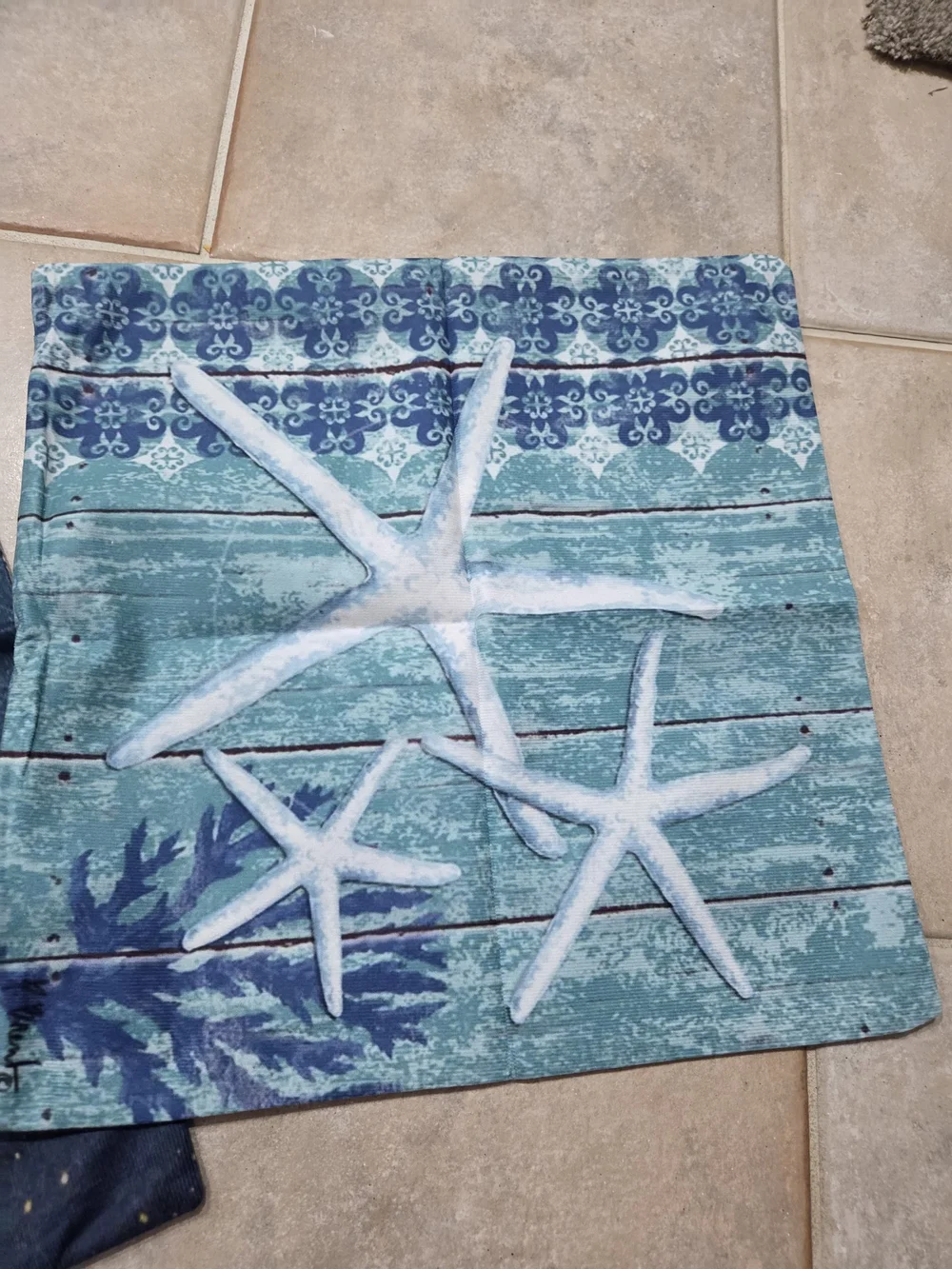 Coastal Whale & Starfish Decorative Pillow Covers - Blue